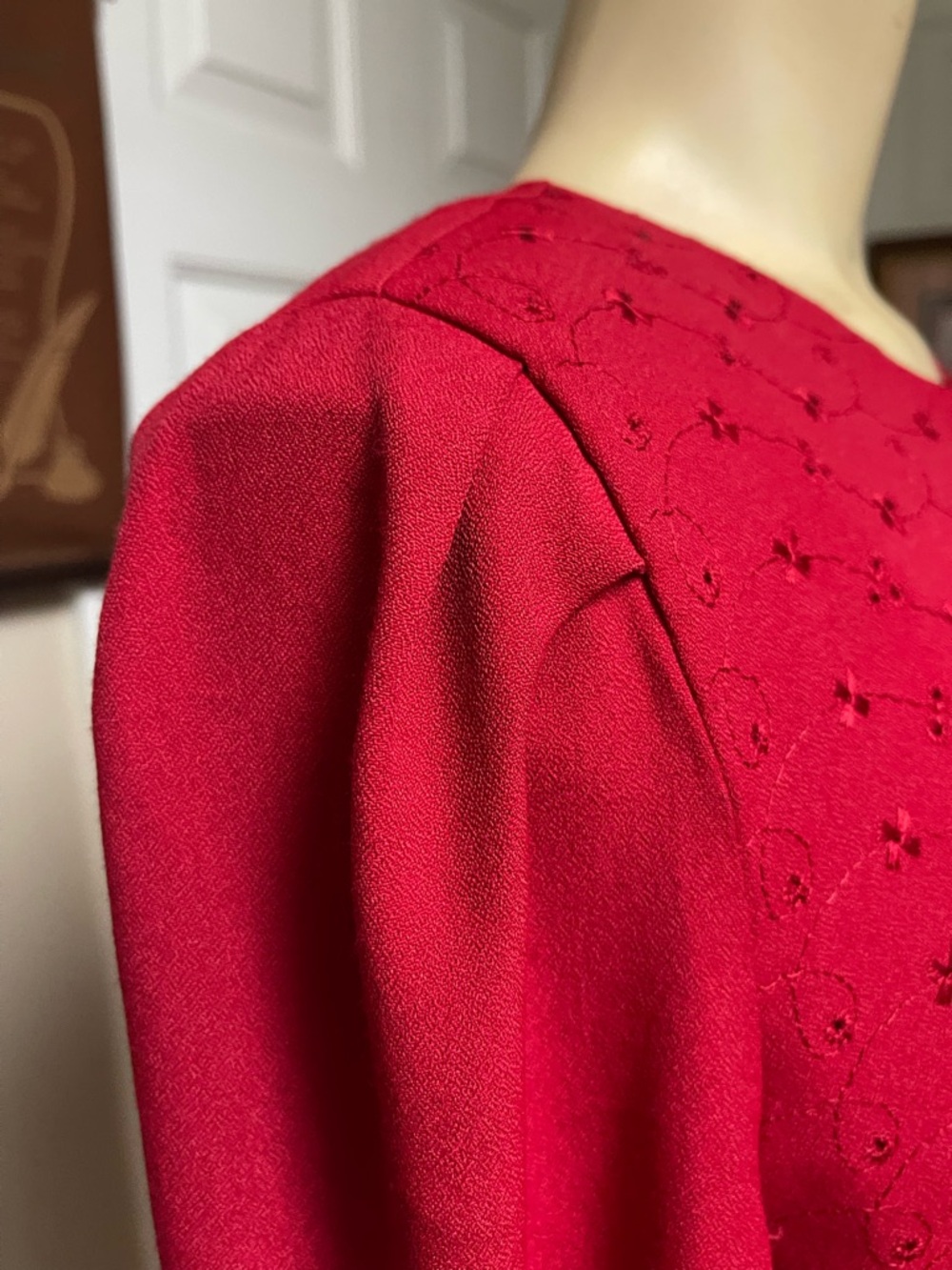 Red Embroidered Button-Front Blouse - Picture 3 of 8